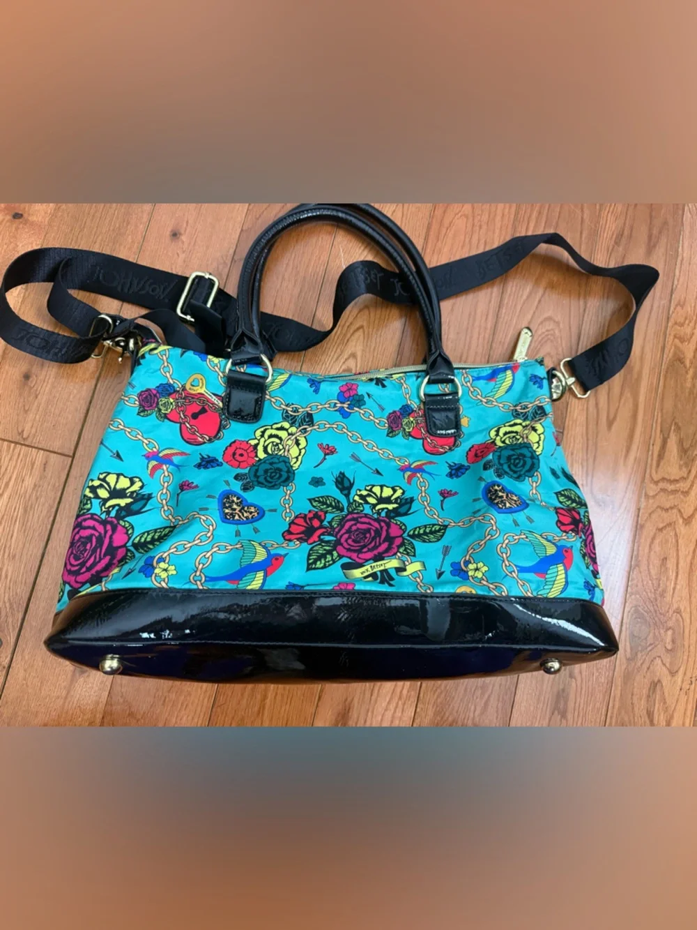 Betsey Johnson Tattoo/Floral Print Purse - Picture 2 of 8
